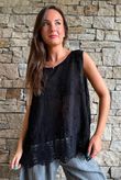 Veronica Embroidered Tank Black